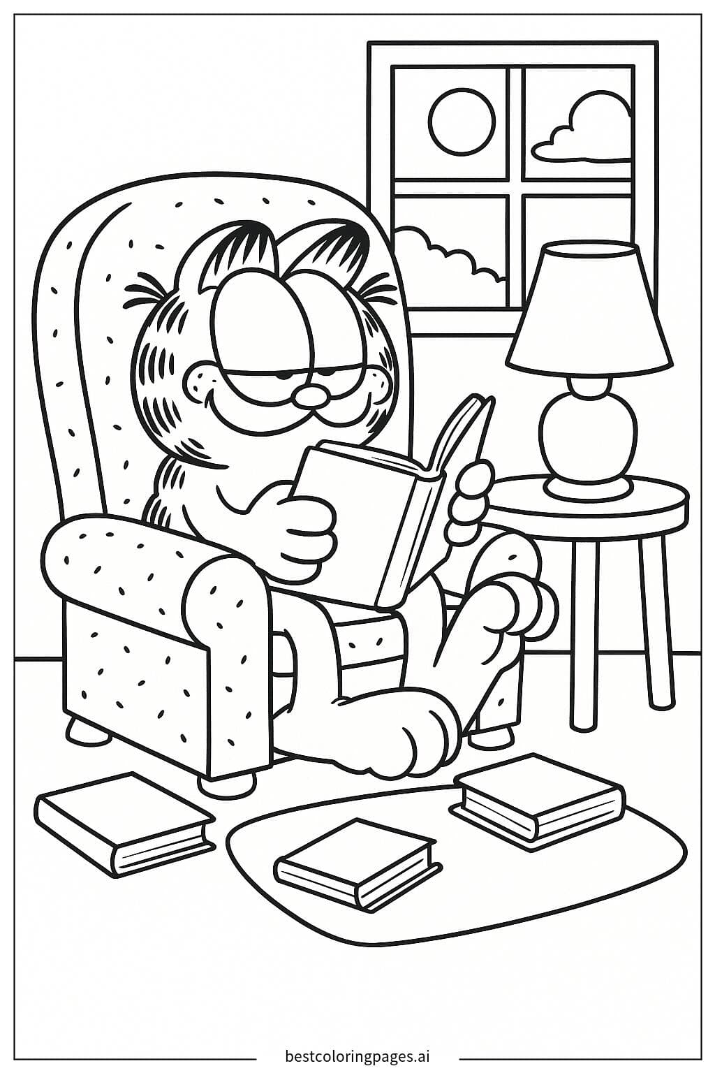 Garfield Enjoying a Good Book