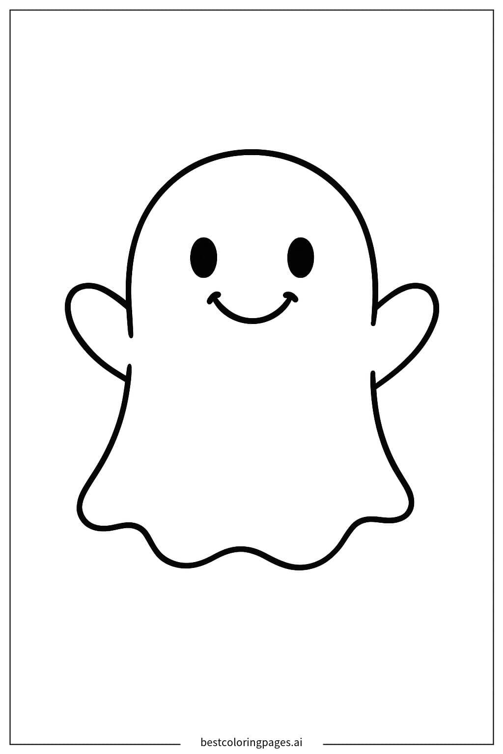 Friendly Ghost Floating in the Air Coloring Page