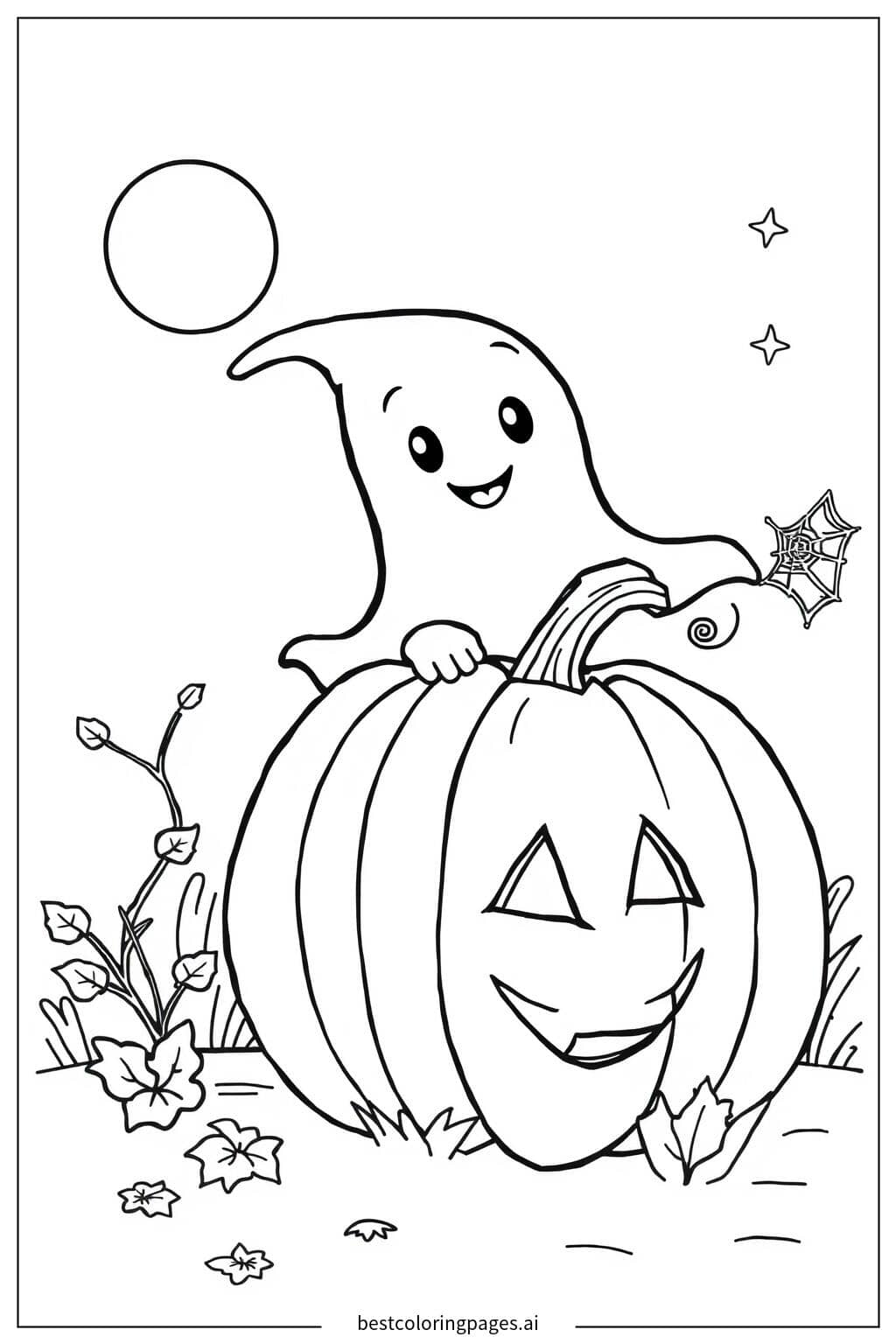 Раскраски Привидение, спрятавшееся за тыквой