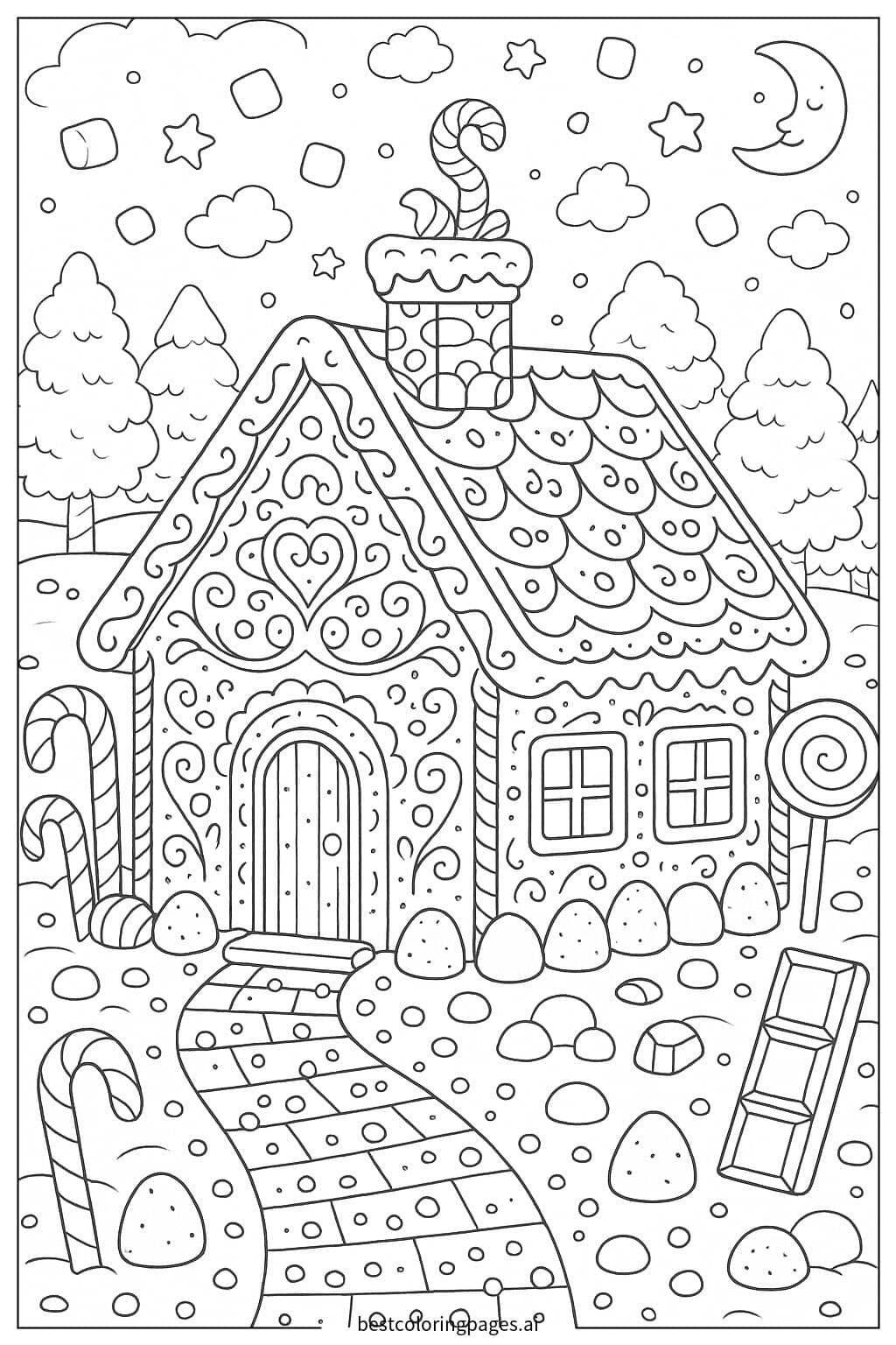 Coloriage Maison en Pain d'Épices Géante