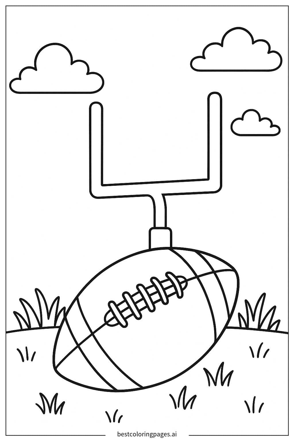 Football Goalpost Under Clear Blue Sky Coloring Page