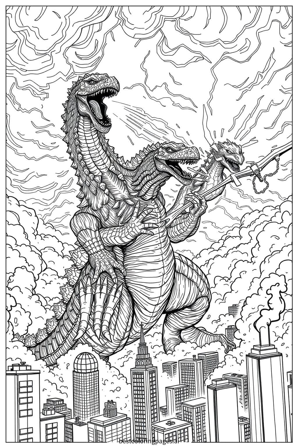 Godzilla vs King Ghidorah Epic Sky Battle