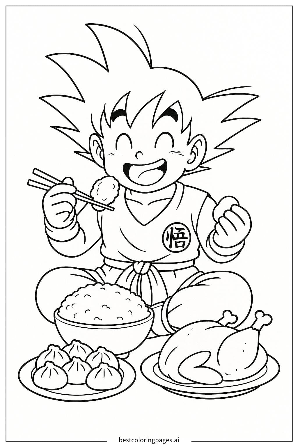Goku Enjoying a Feast