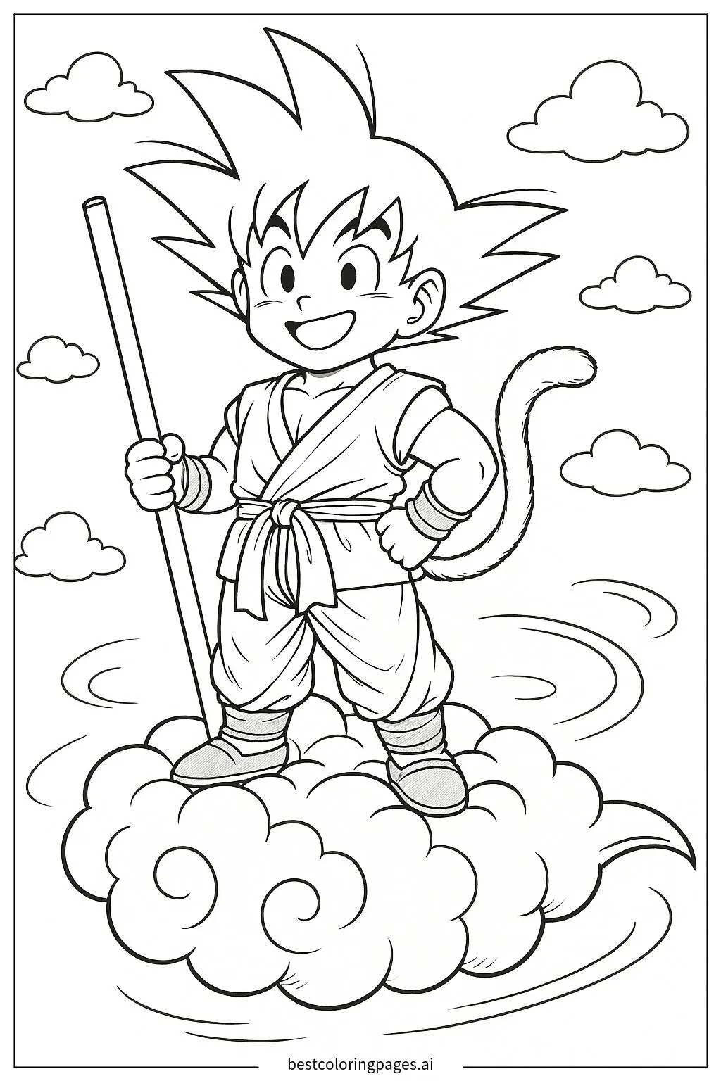 Goku Flying on Nimbus Cloud