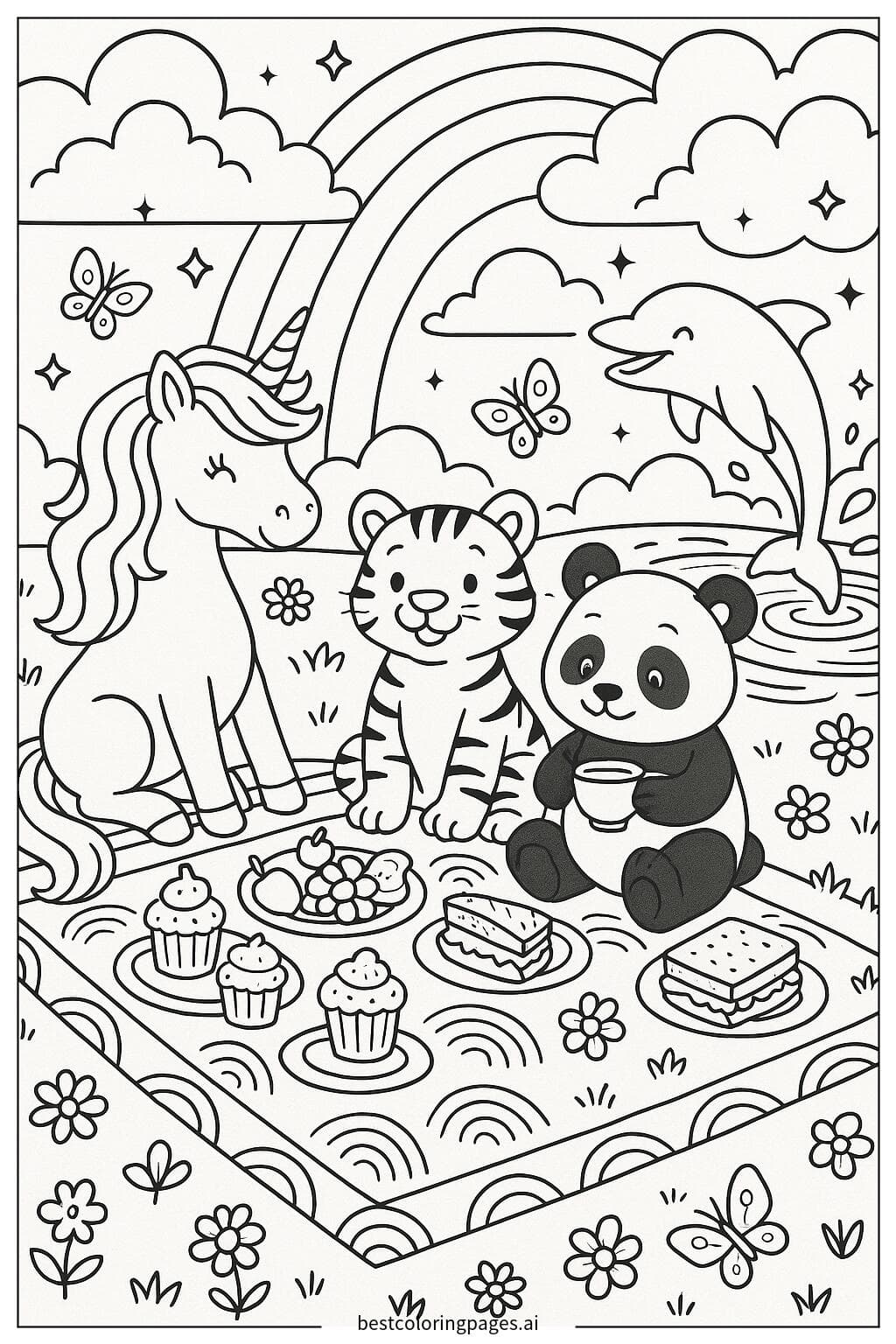 Rainbow Picnic with Animal Friends