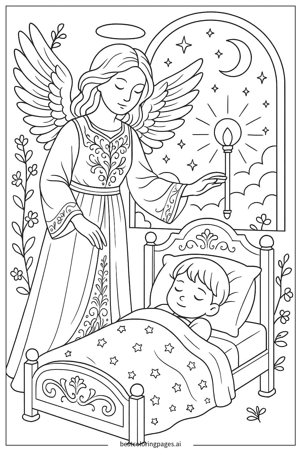 Anjo da Guarda protegendo uma criança dormindo
