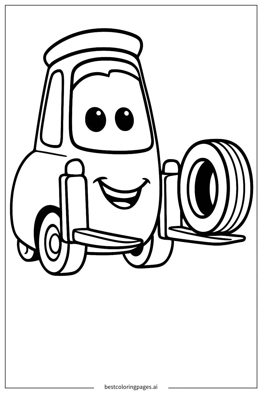 Guido Holding a Tire Coloring Page