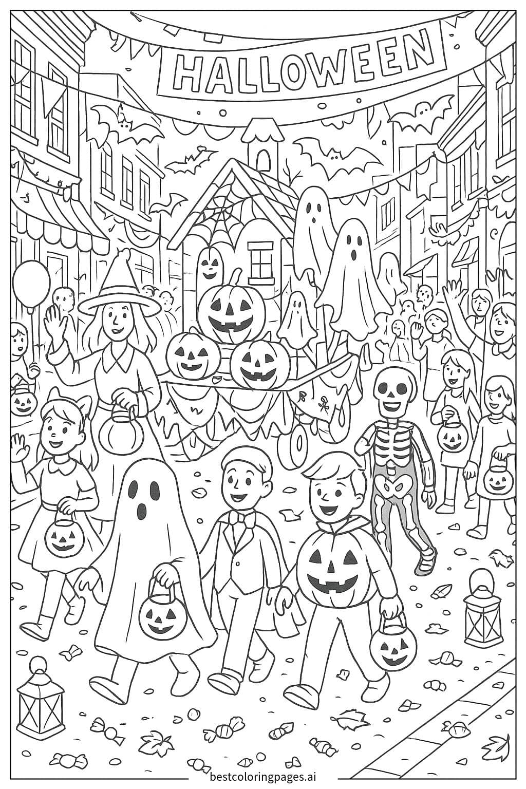 Parade Halloween dengan Kostum dan Kereta Hias