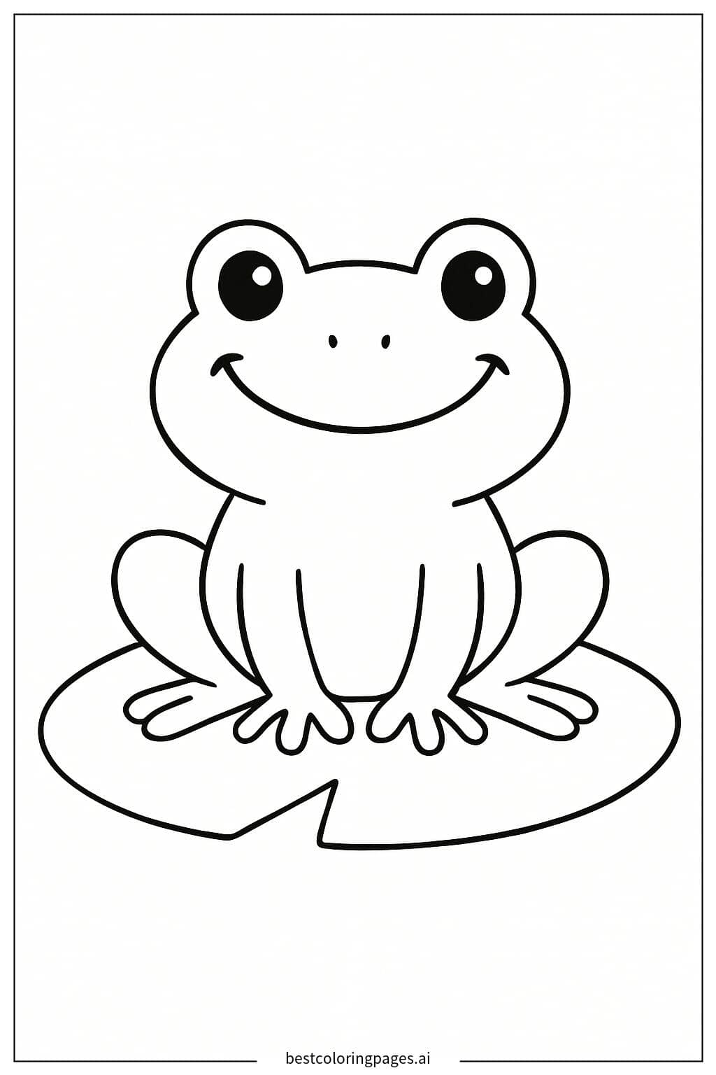 Happy Frog Sitting on a Lily Pad Coloring Page