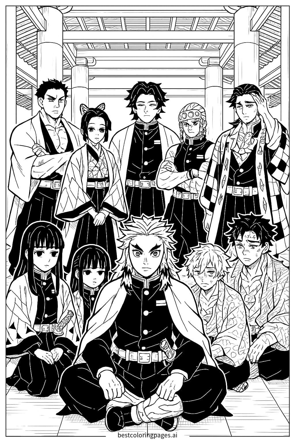 Reunião dos Hashira na sede de Demon Slayer