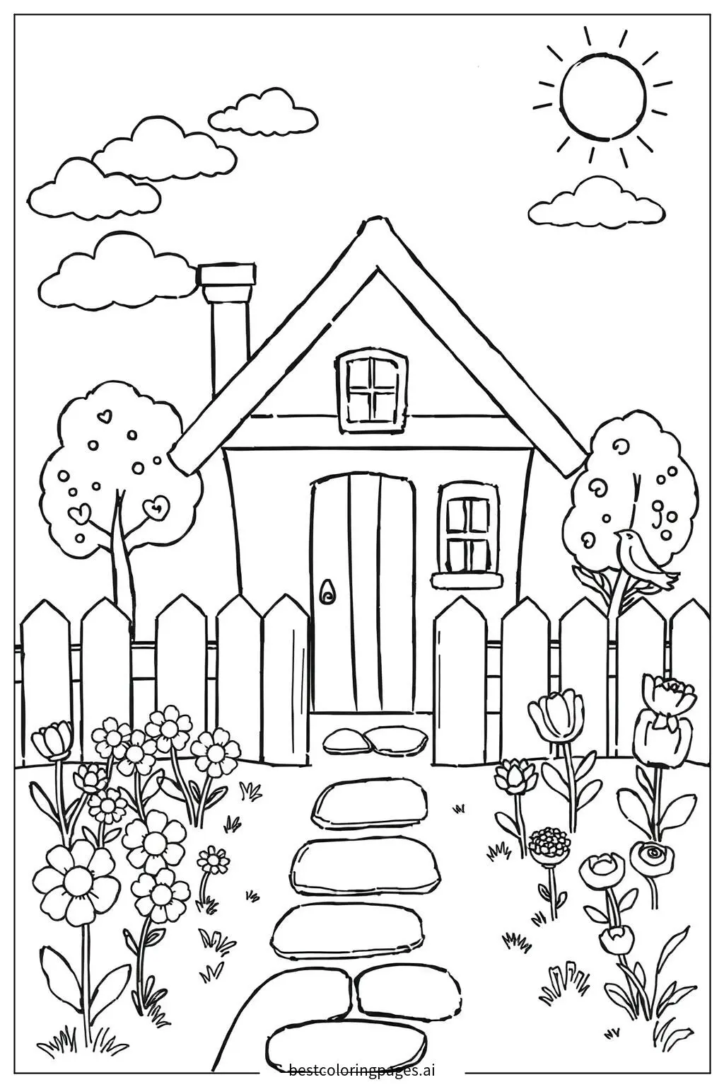 Charming House and Garden with Flowers