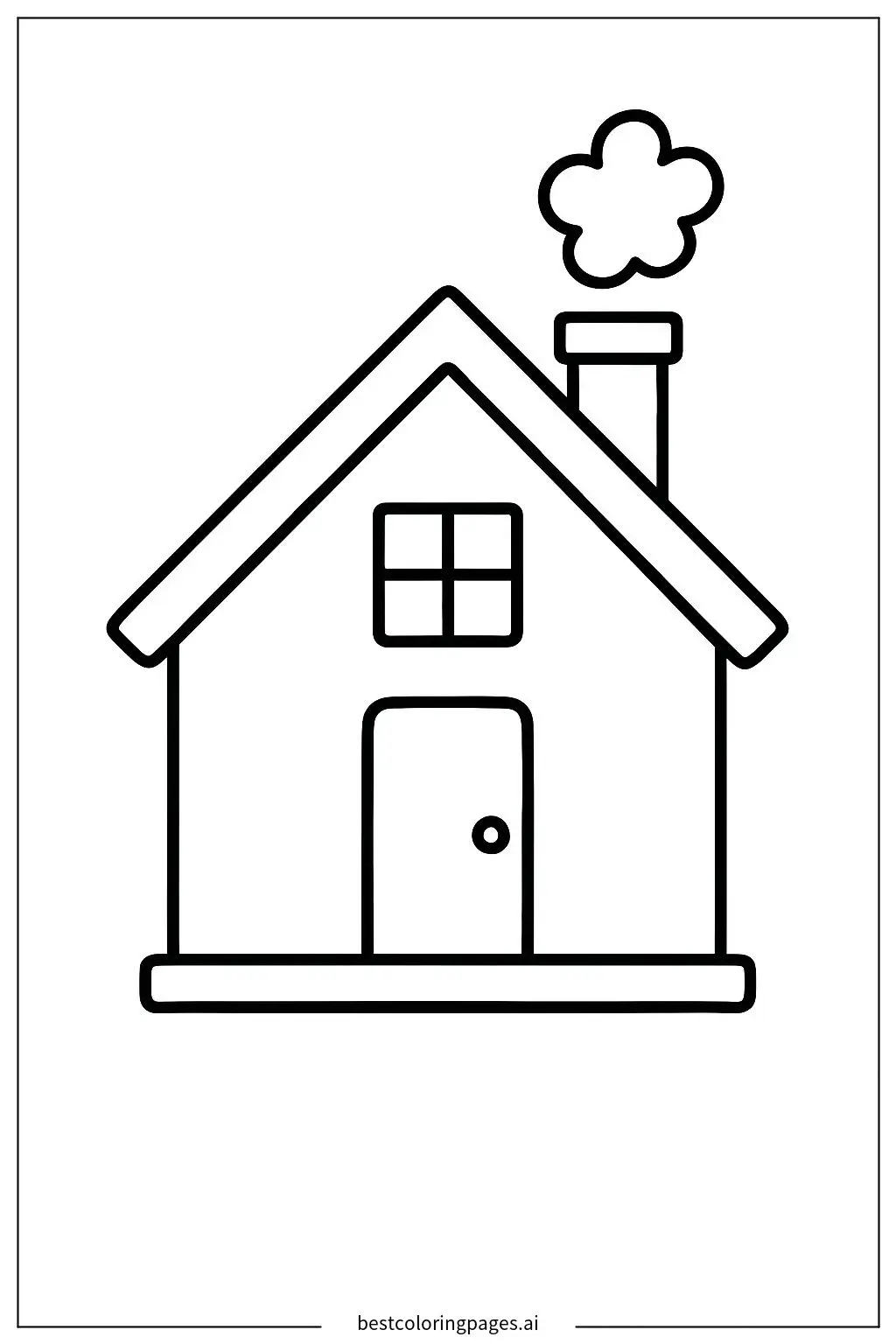 Cozy House with Chimney Coloring Page