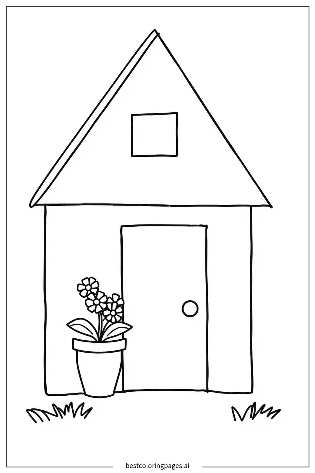 Cozy House with Flower Pot