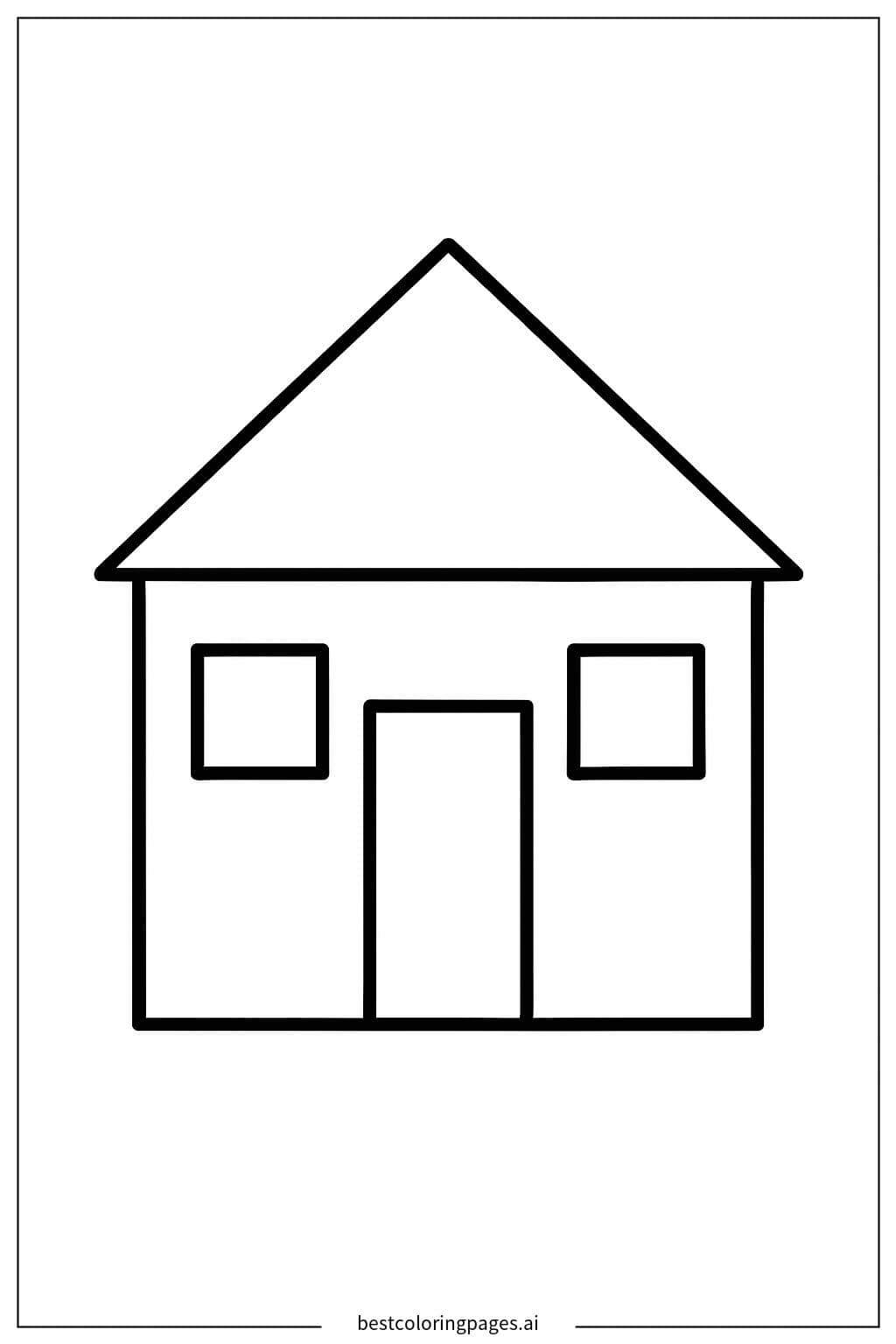 Charming House with Windows Coloring Page