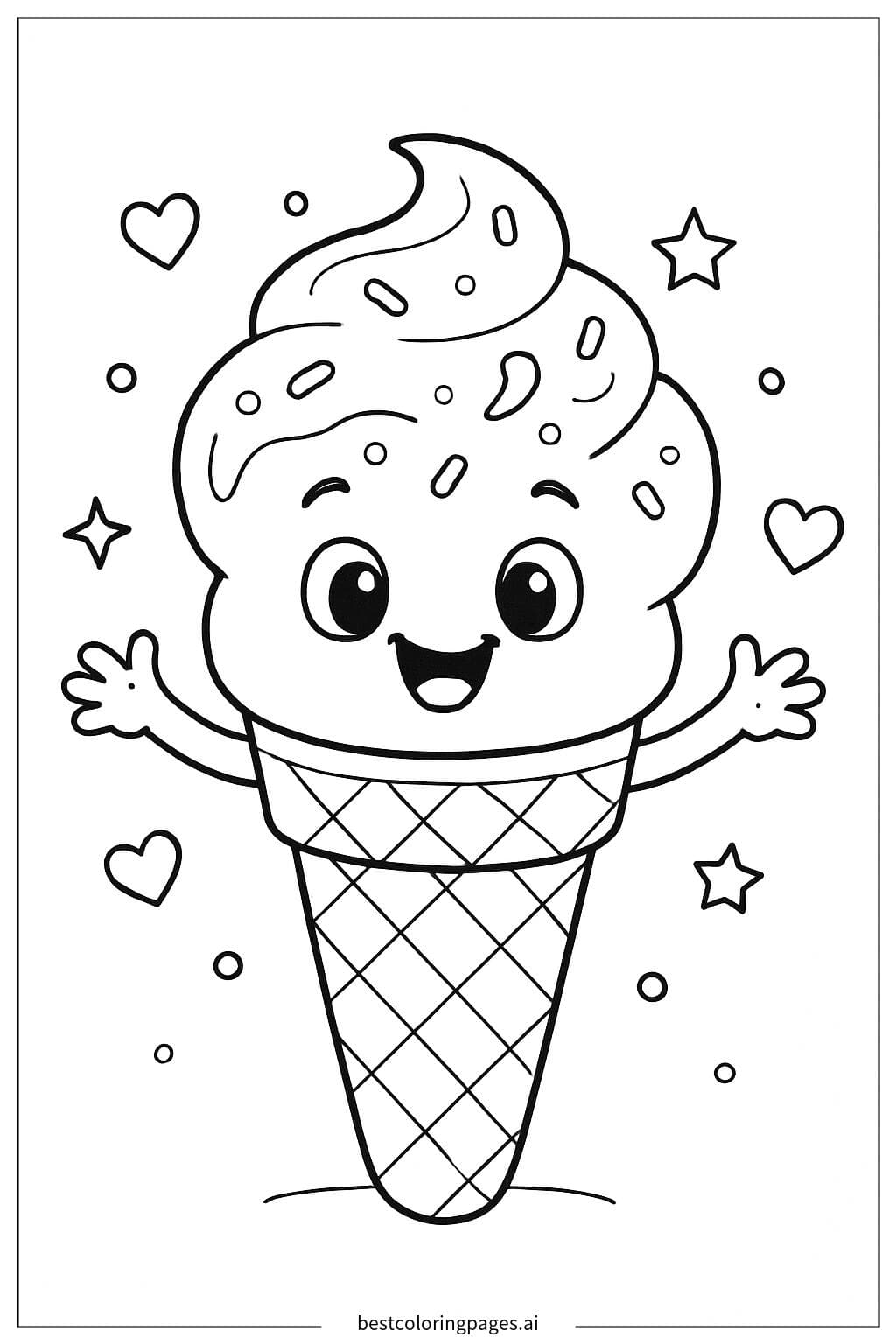 Happy Ice Cream Cone with Arms