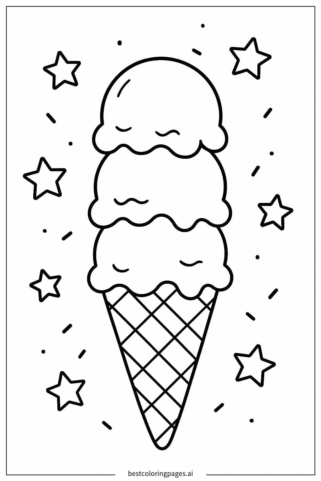 Cono de helado con bolas de colores del arcoíris