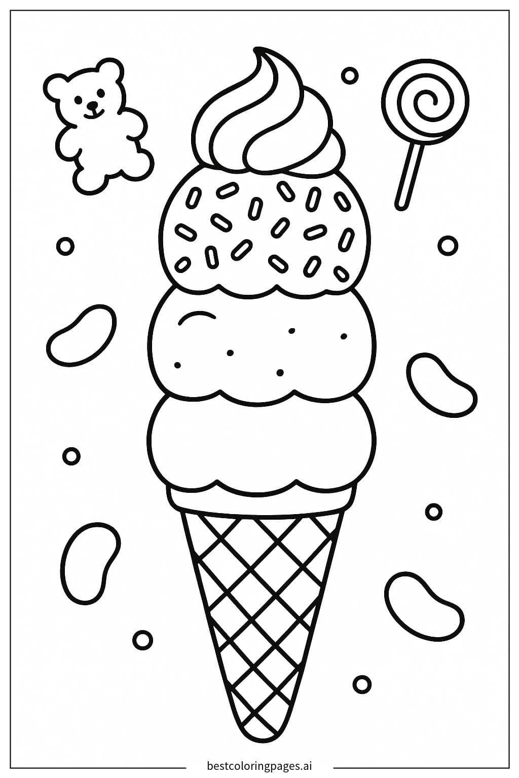 Delightful Ice Cream Cone with Three Scoops