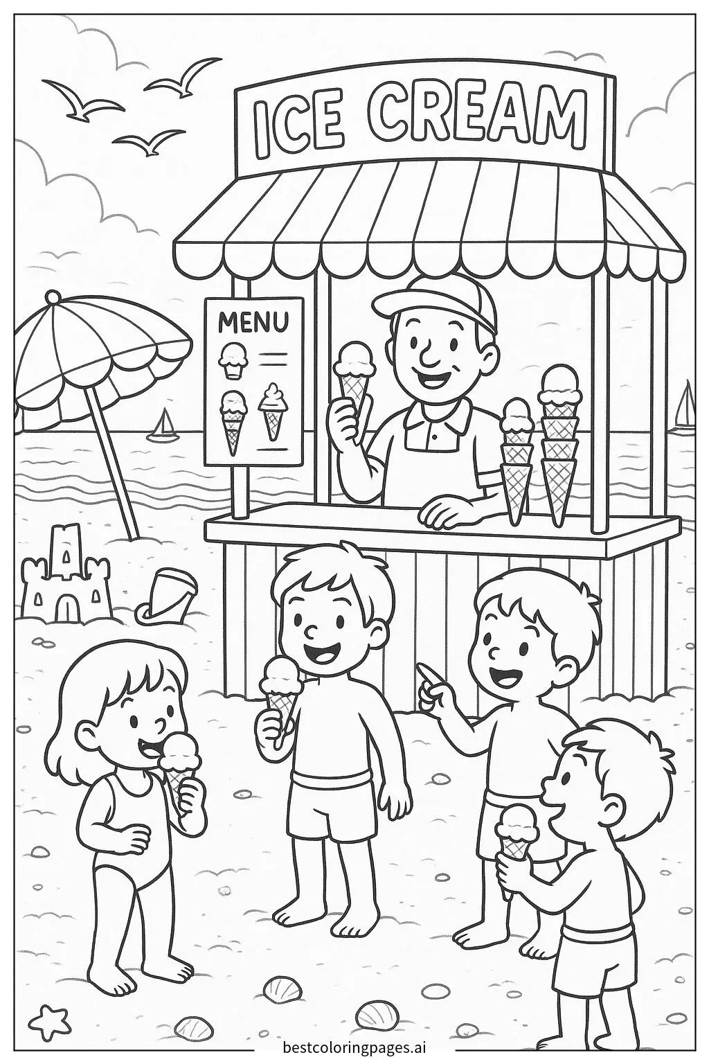 Stand de glaces à la plage