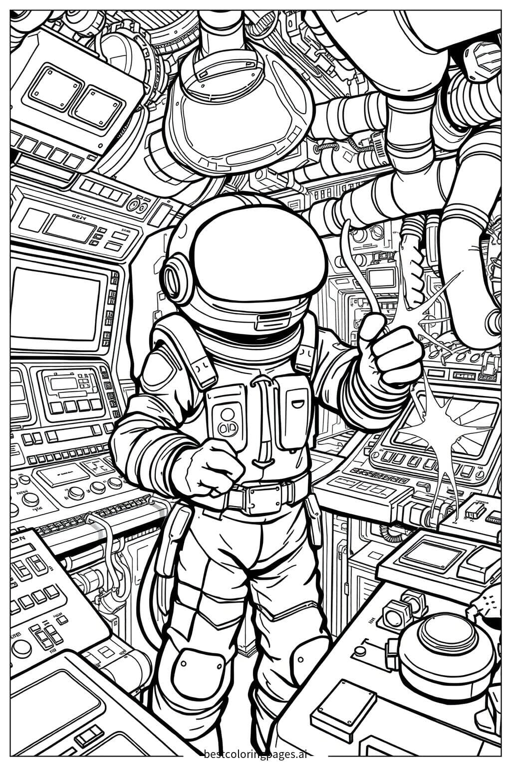 Dibujos de Impostor saboteando los controles de la nave espacial para Colorear