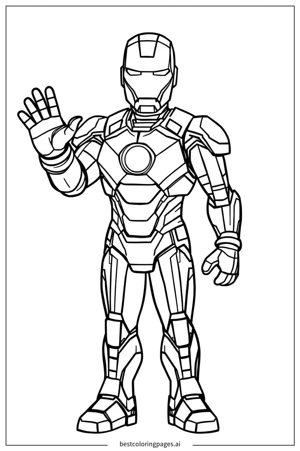 Iron Man in armatura che saluta