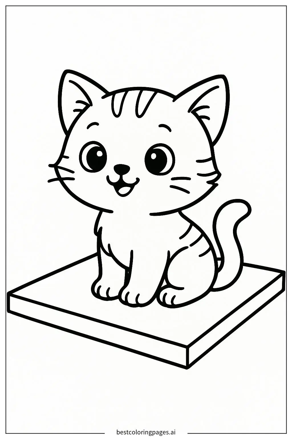 Cute Kitten on a Gym Mat Coloring Page
