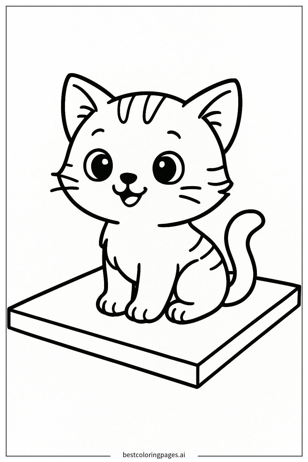 Cute Kitten on a Gym Mat Coloring Page