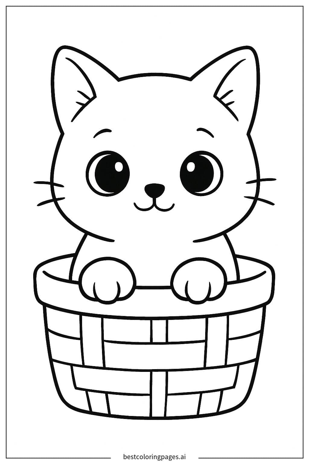 Adorable Kitten in a Basket