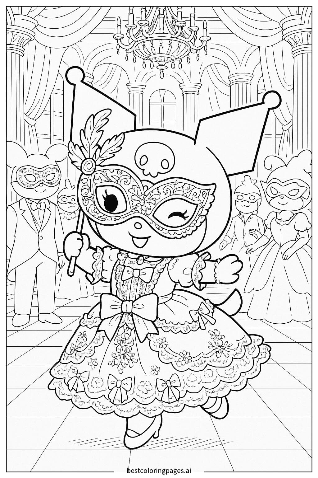 Kuromi Dancing at a Masquerade Ball