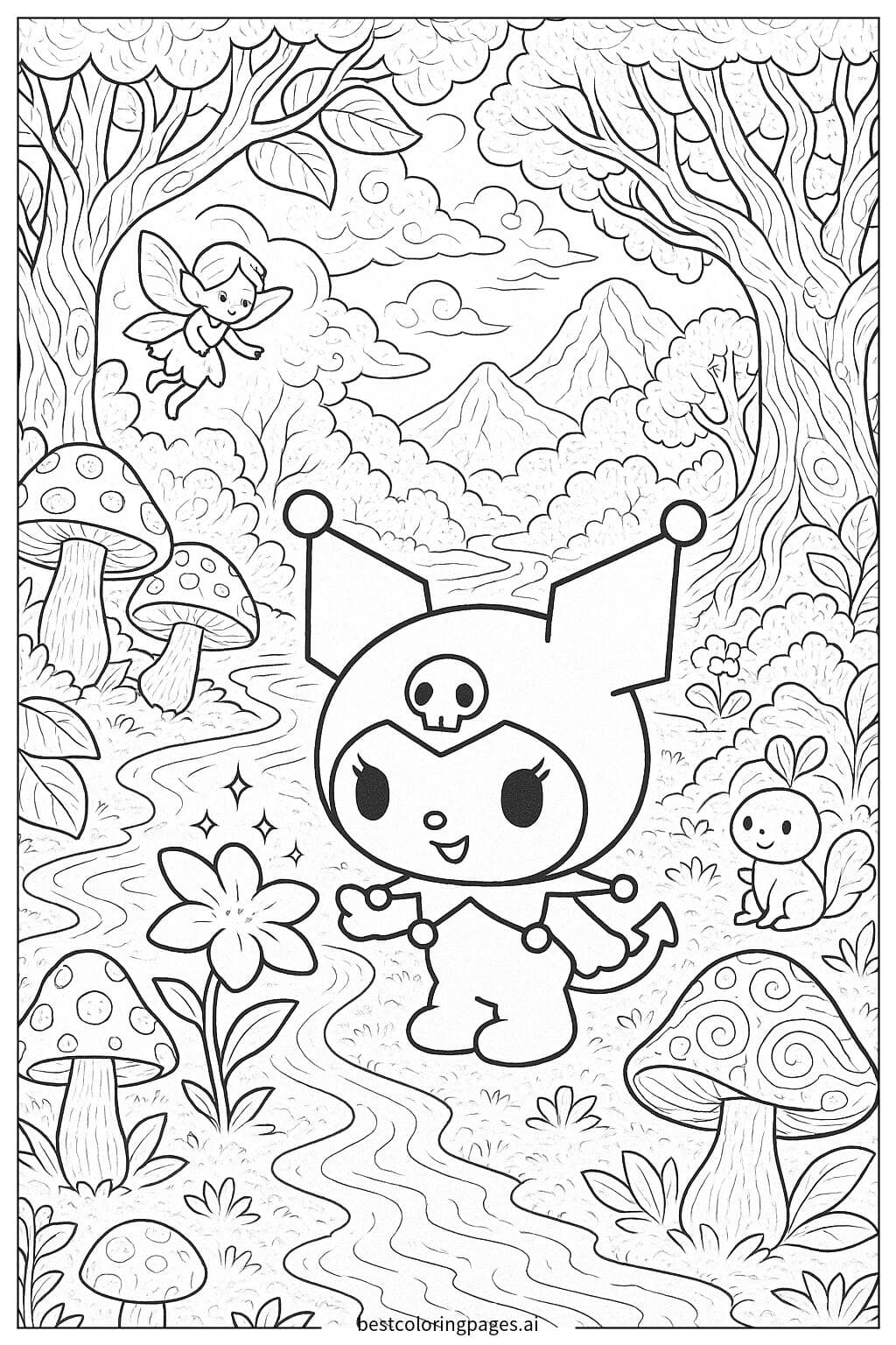 Kuromi Exploring a Magical Forest