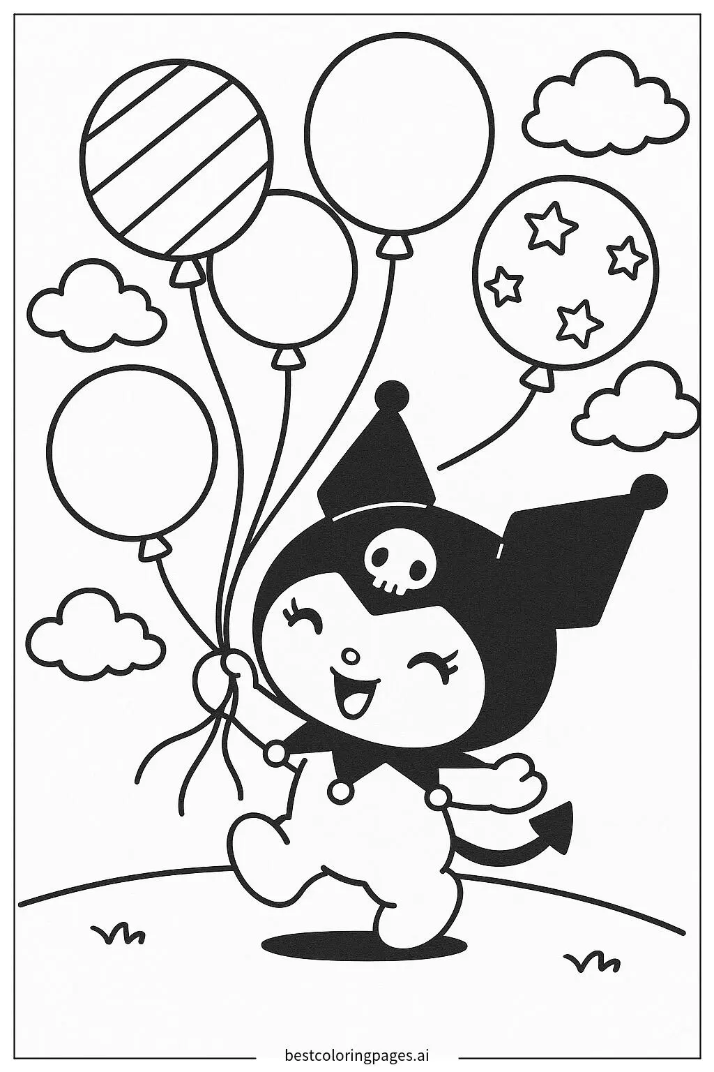 Kuromi Playing with Balloons