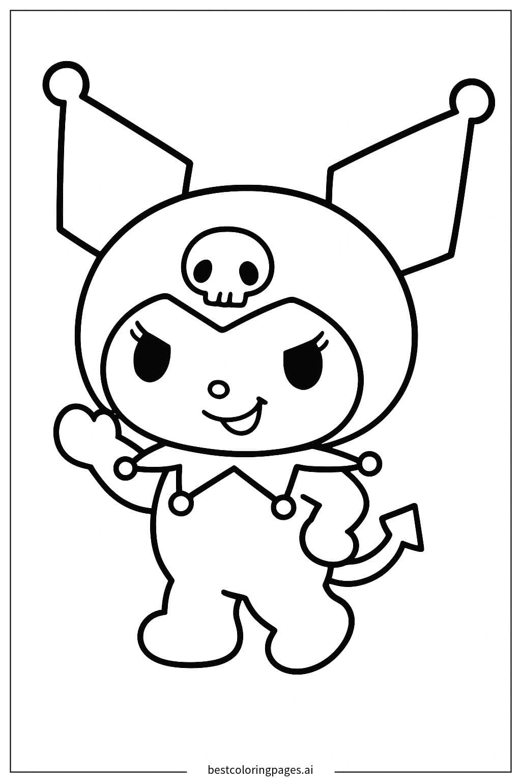 Kuromi Waving with a Mischievous Smile