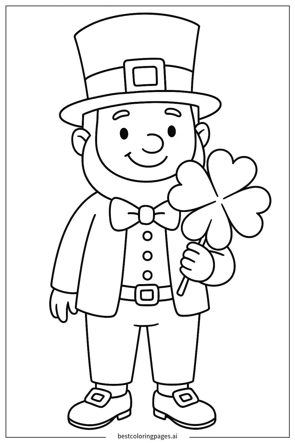 Leprechaun Holding a Four-Leaf Clover