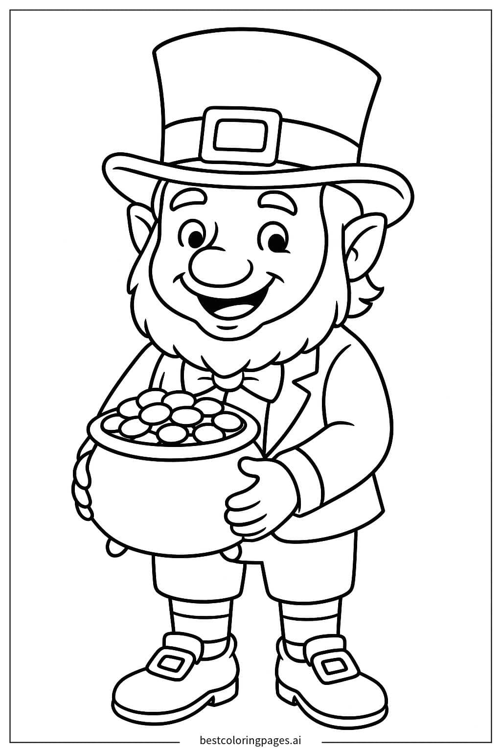 Leprechaun with a Pot of Gold Coloring Page