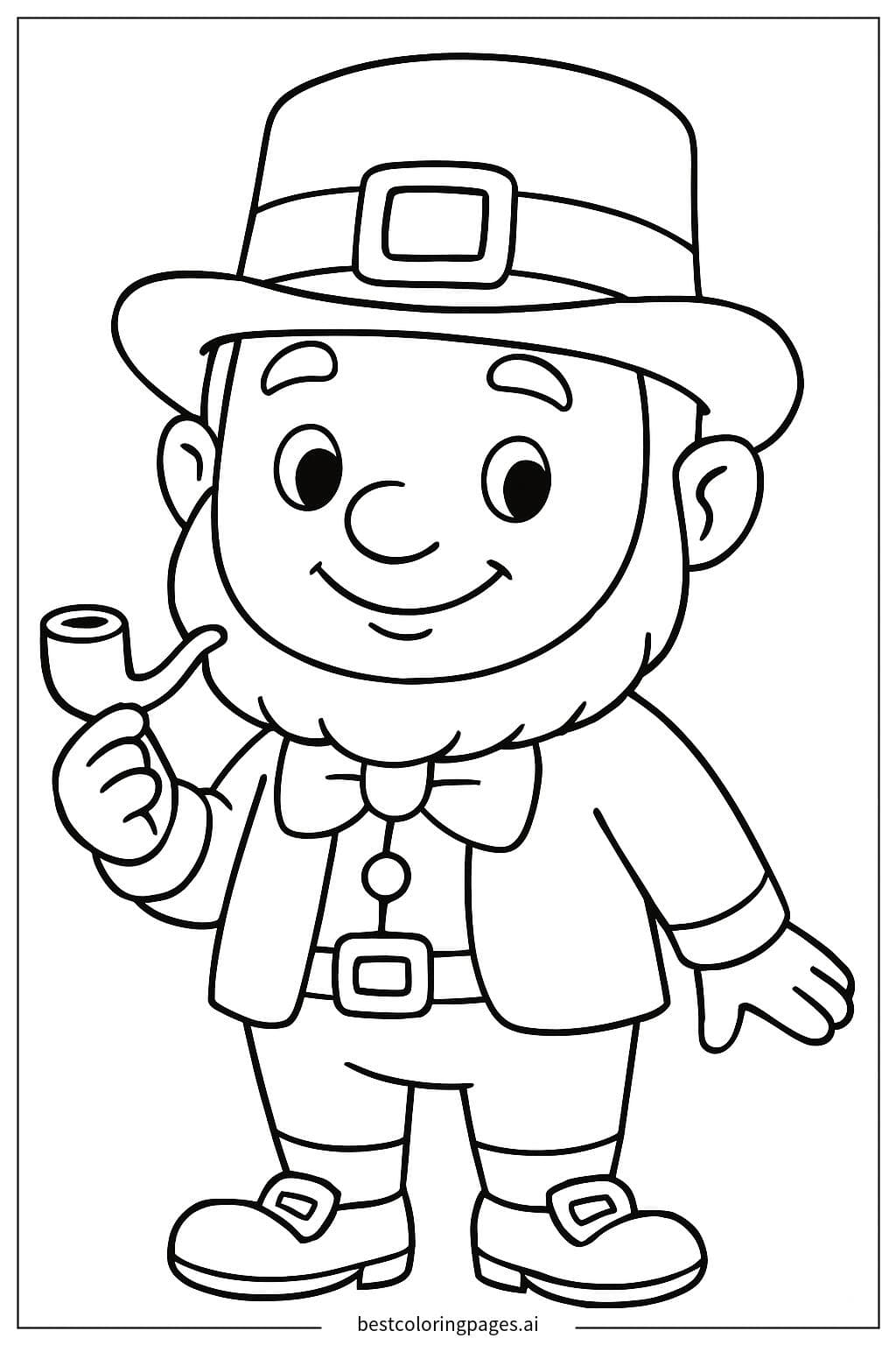 Leprechaun Smiling with a Tiny Pipe