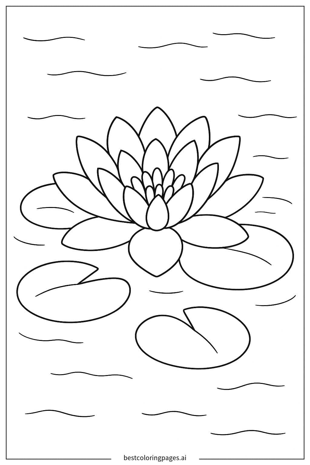 Lily on a Pond Coloring Page