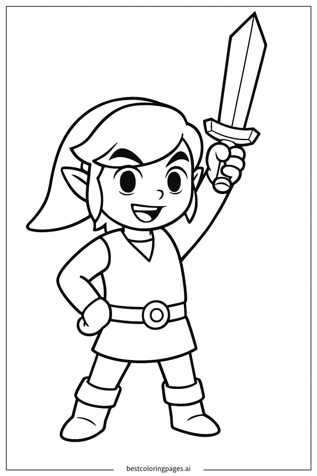 Link Heroically Holding His Sword