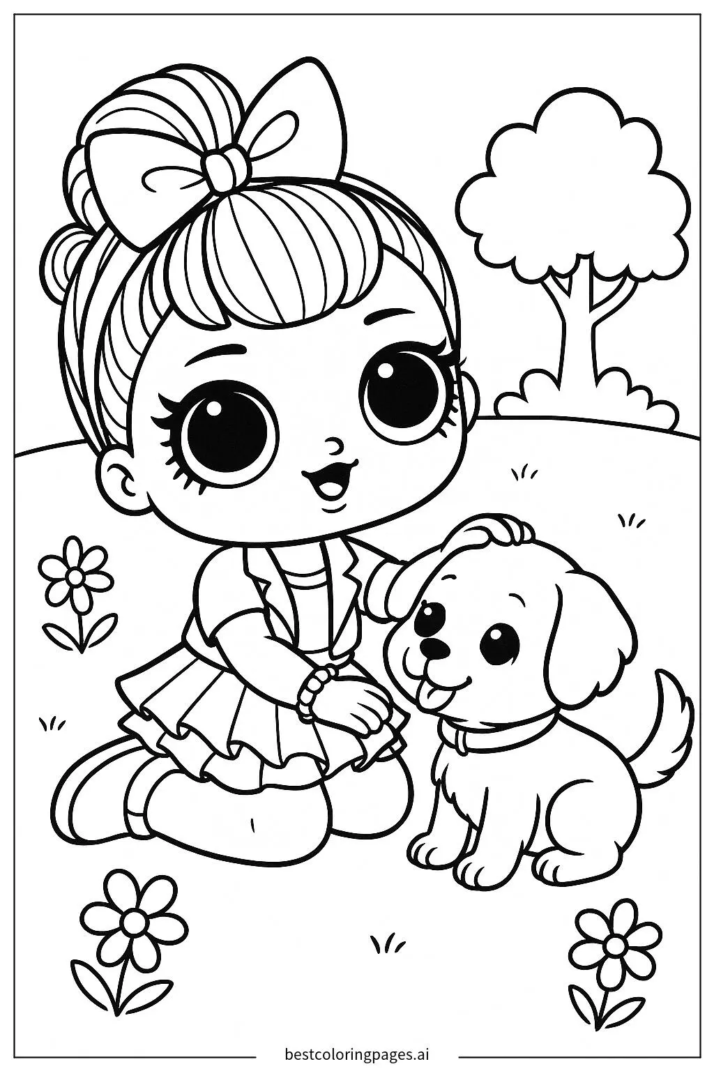 Charming LOL Doll with Her Playful Puppy