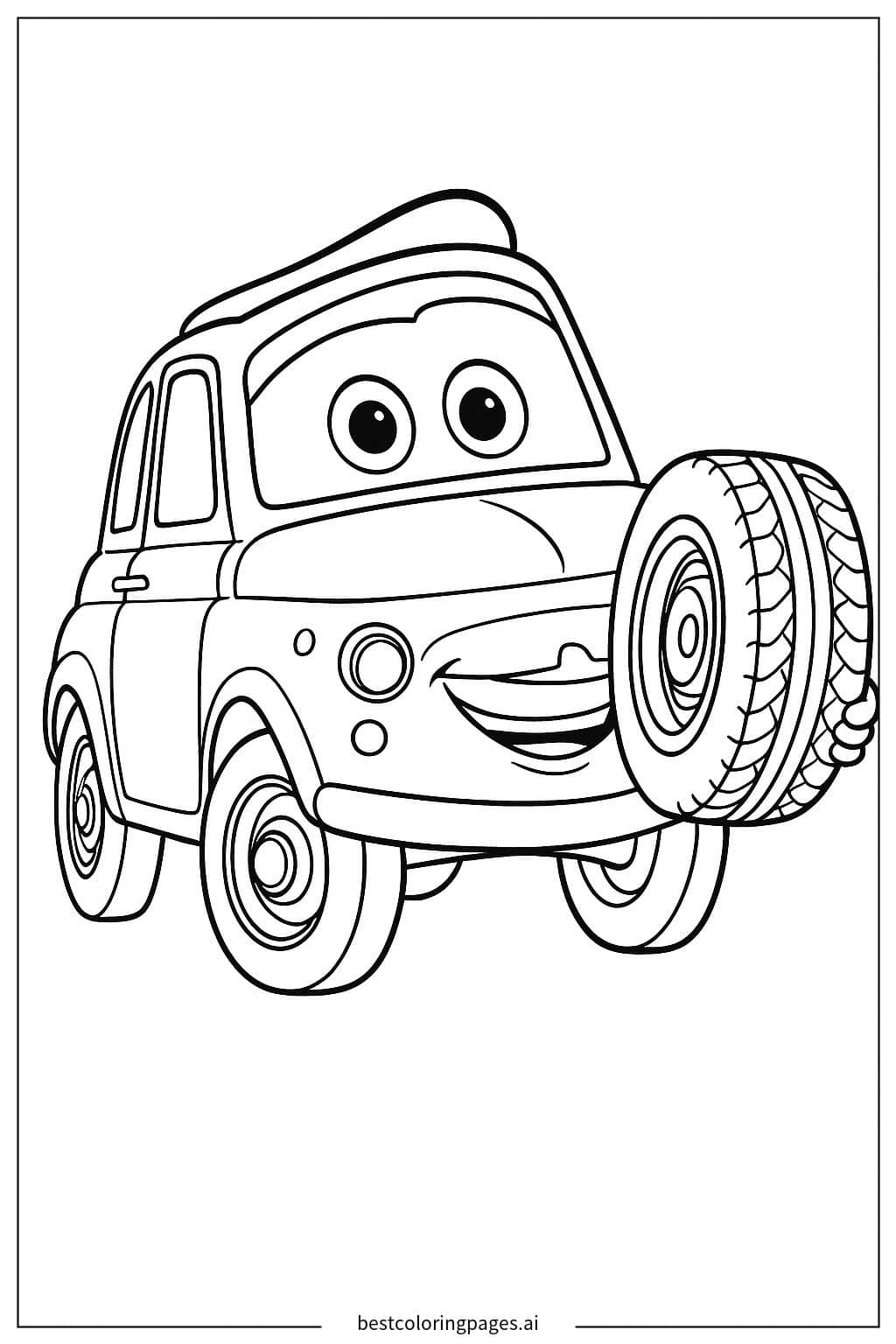 Luigi Holding a Tire Coloring Page