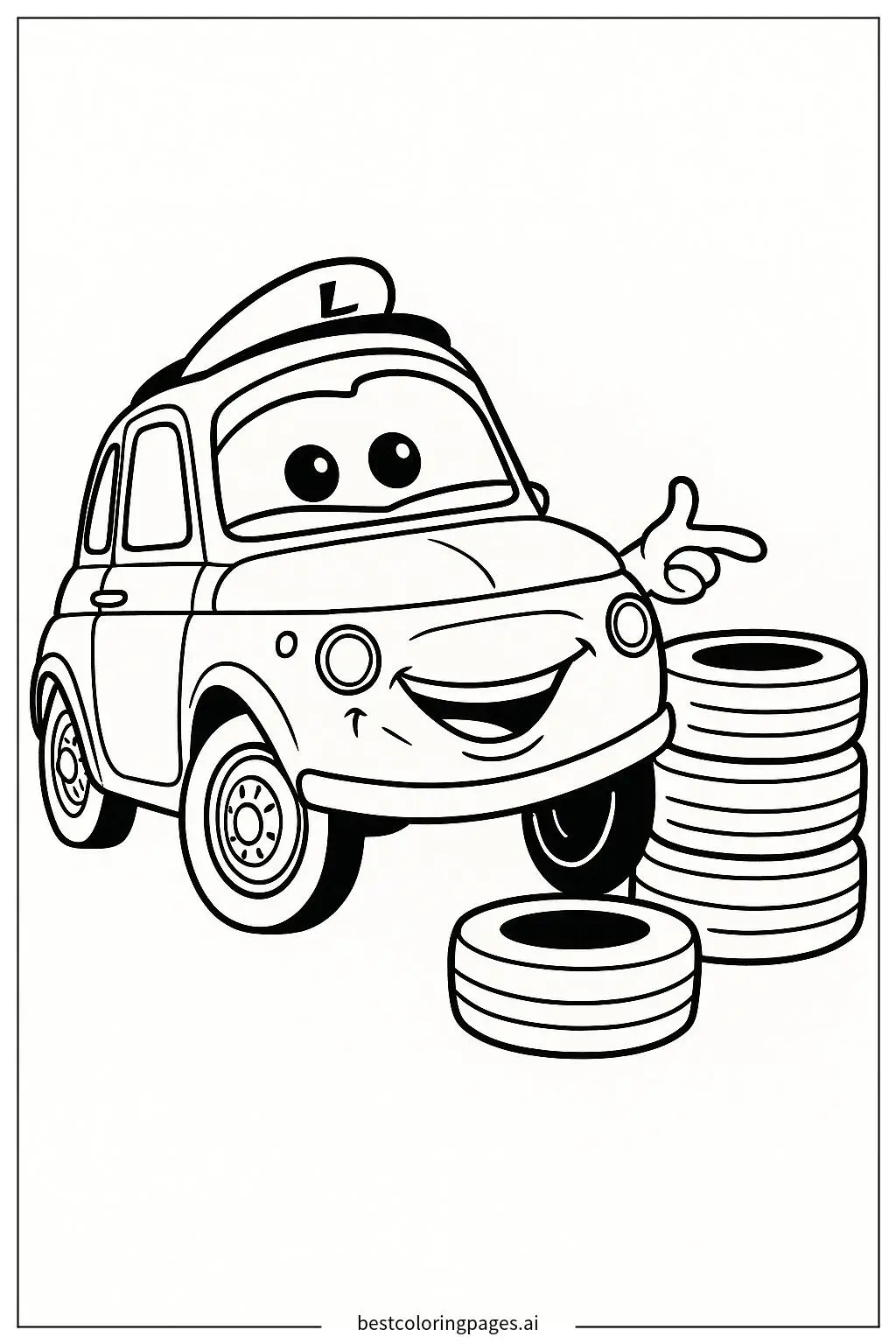 Luigi Proudly Displays His Tires Coloring Page