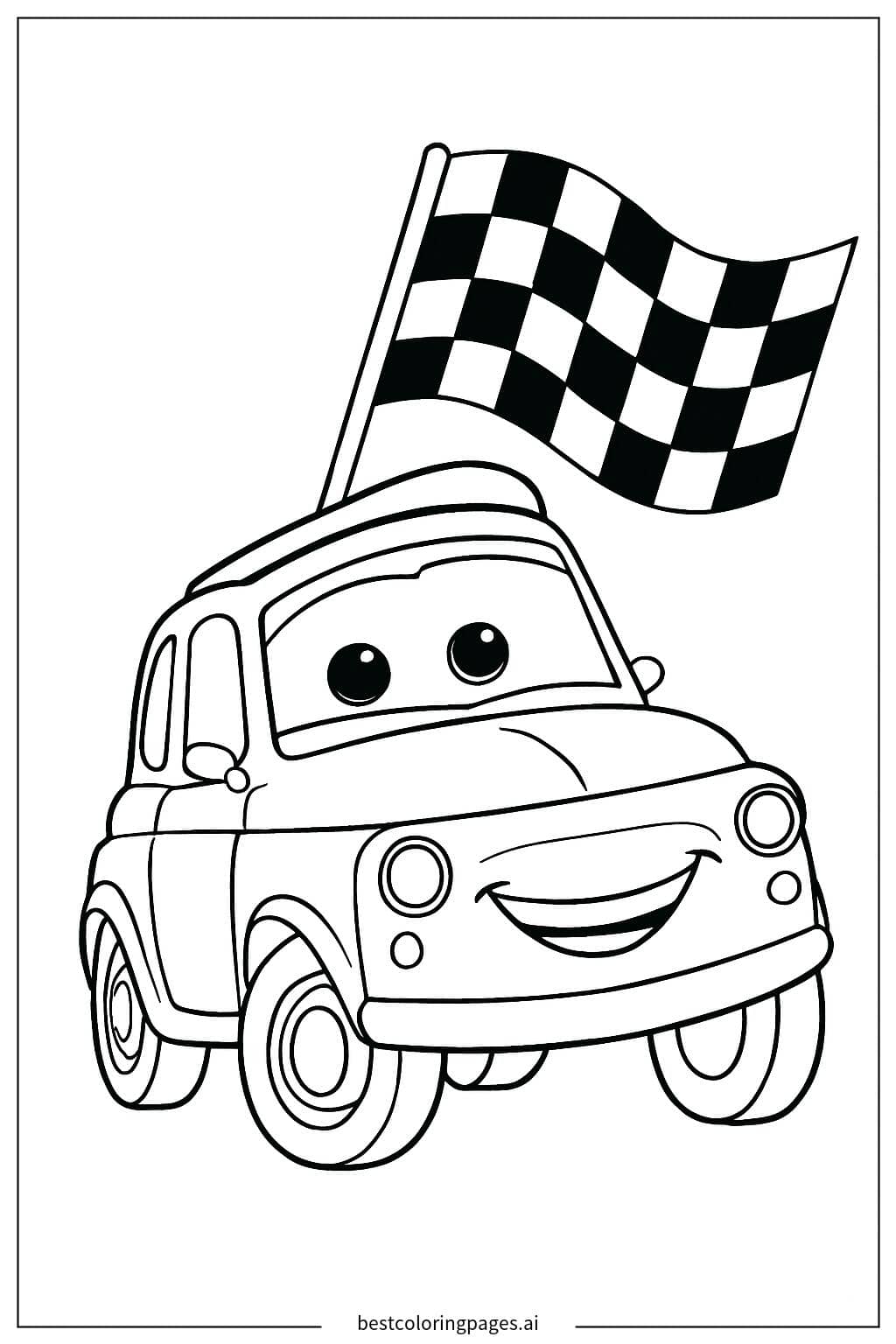 Luigi with a Checkered Flag Coloring Page