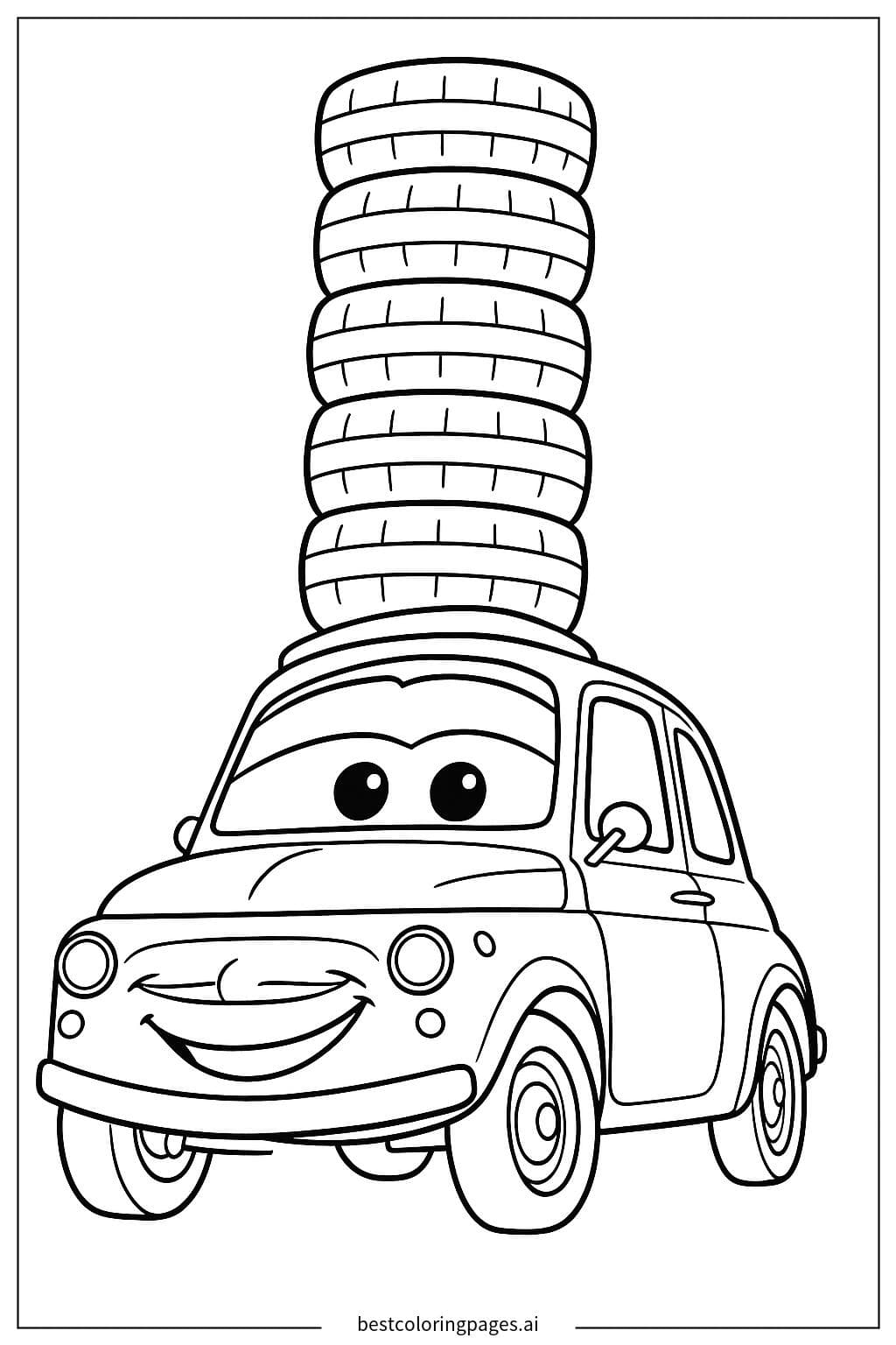 Luigi với chồng lốp xe