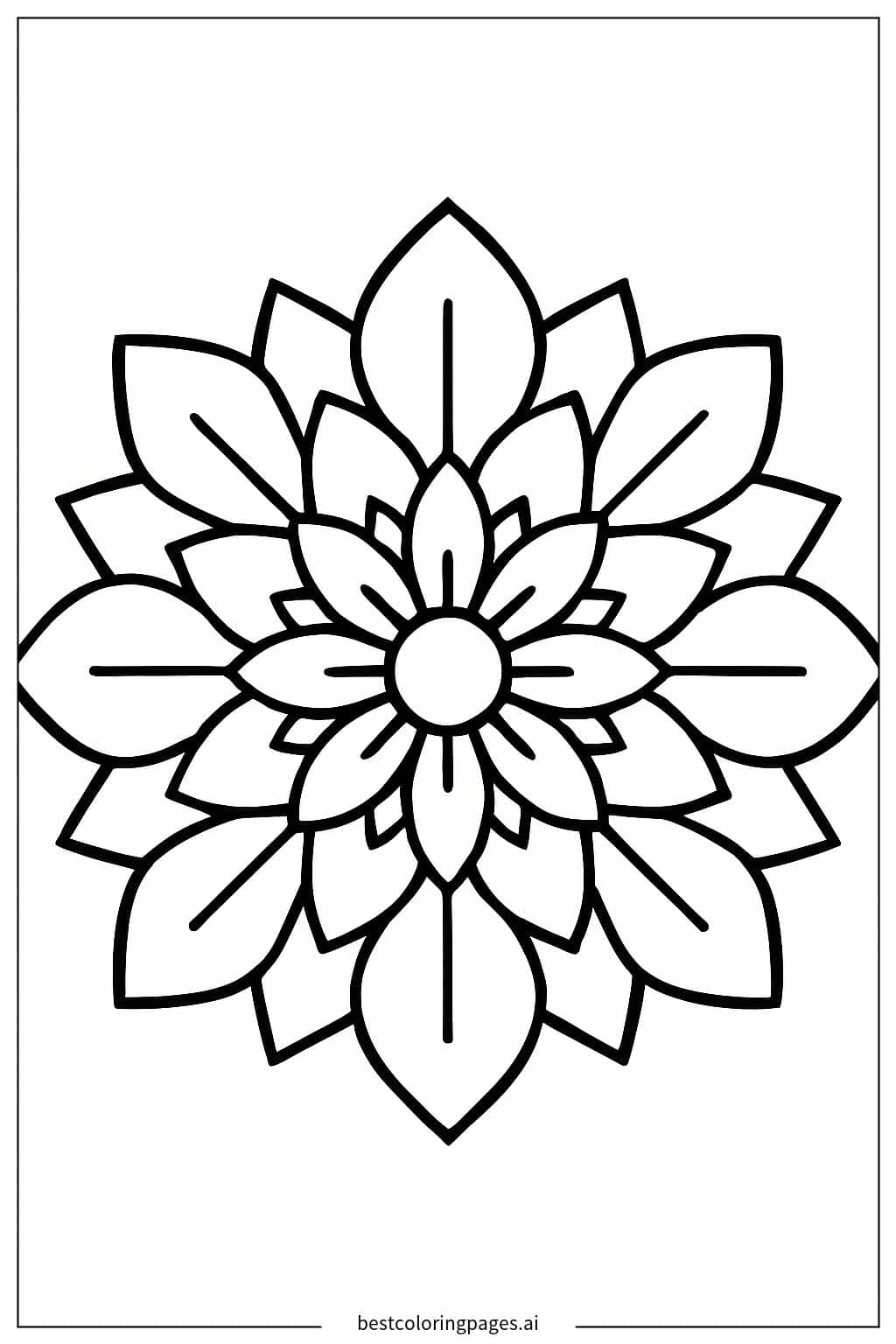 Mandala with Simple Geometric Shapes Coloring Page