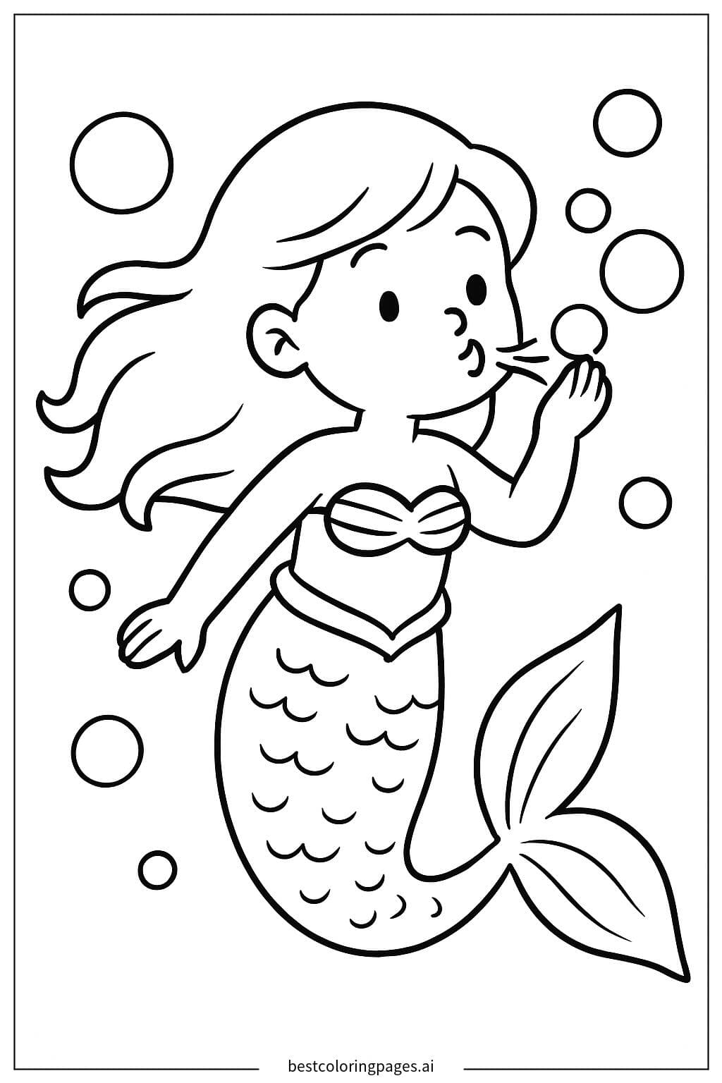 Mermaid Blowing Bubbles Underwater