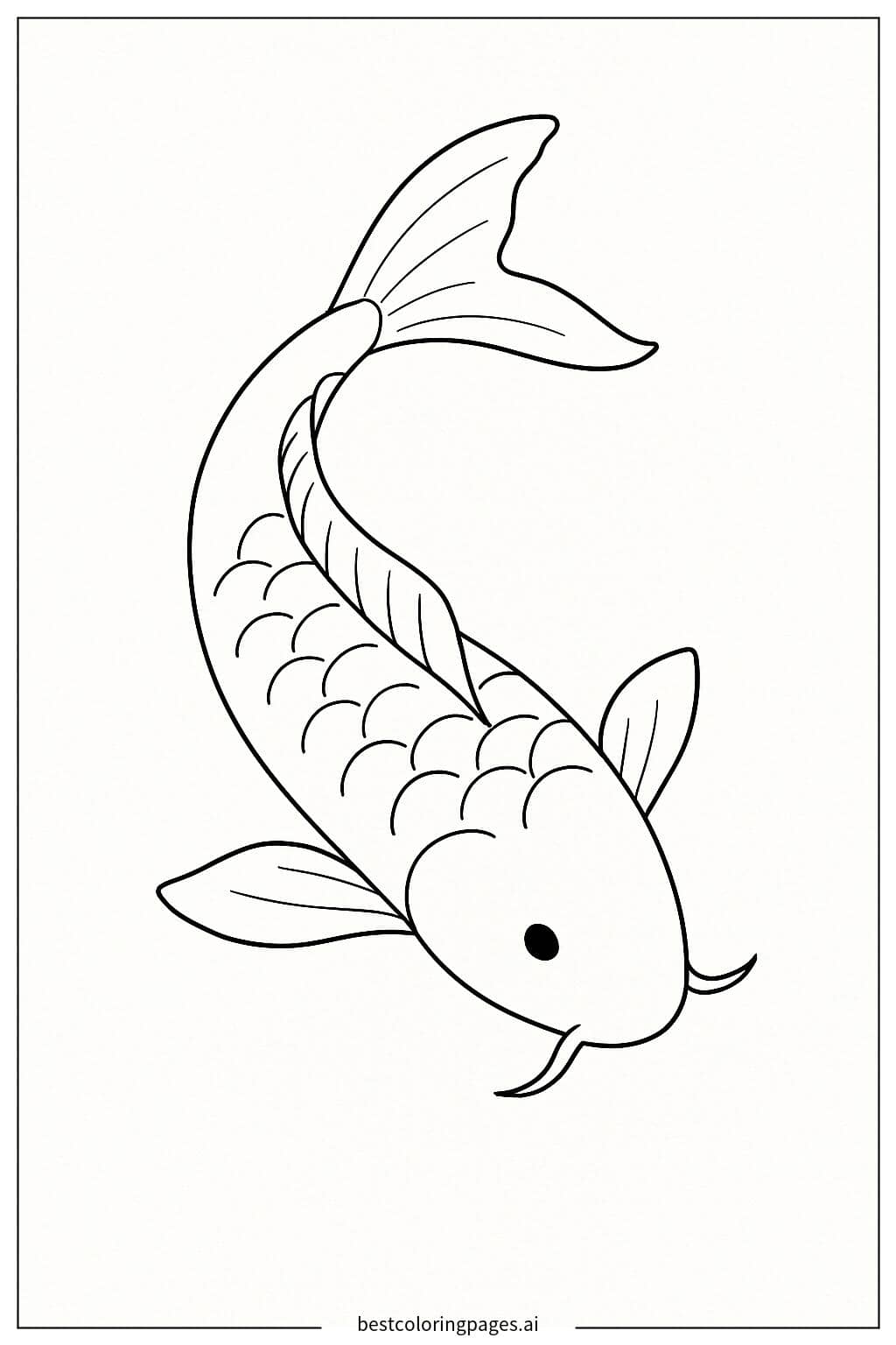 Simple and Elegant Koi Fish Coloring Page