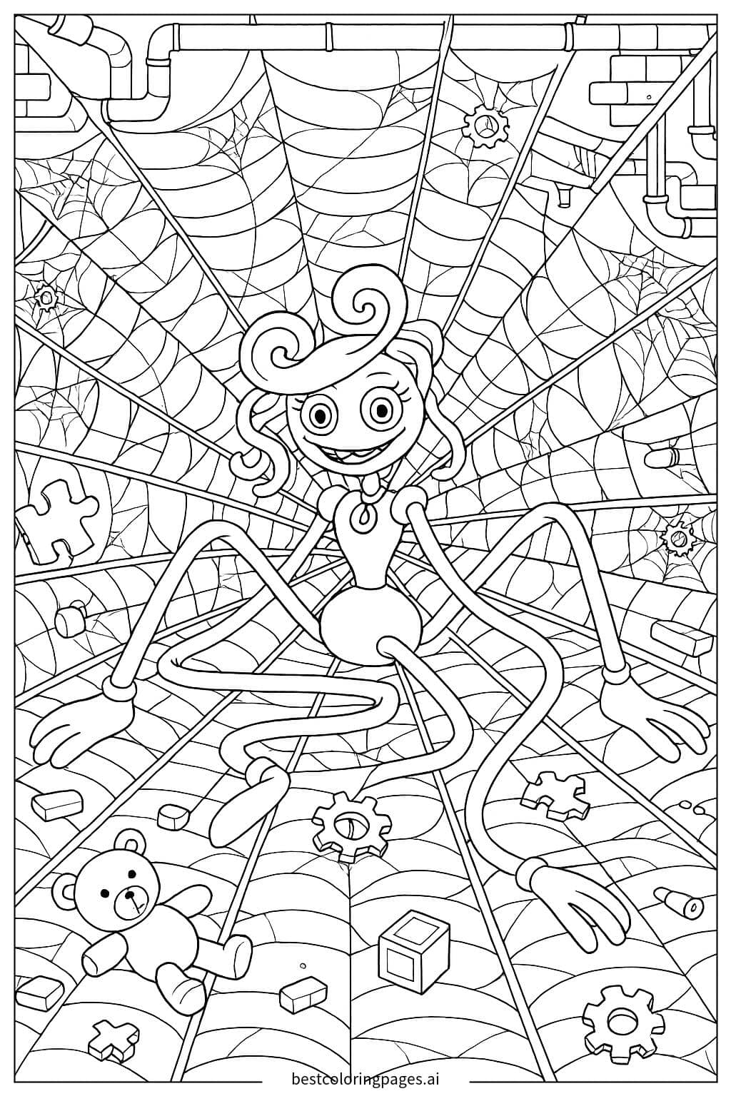 Mommy Long Legs in a Web Maze Coloring Page