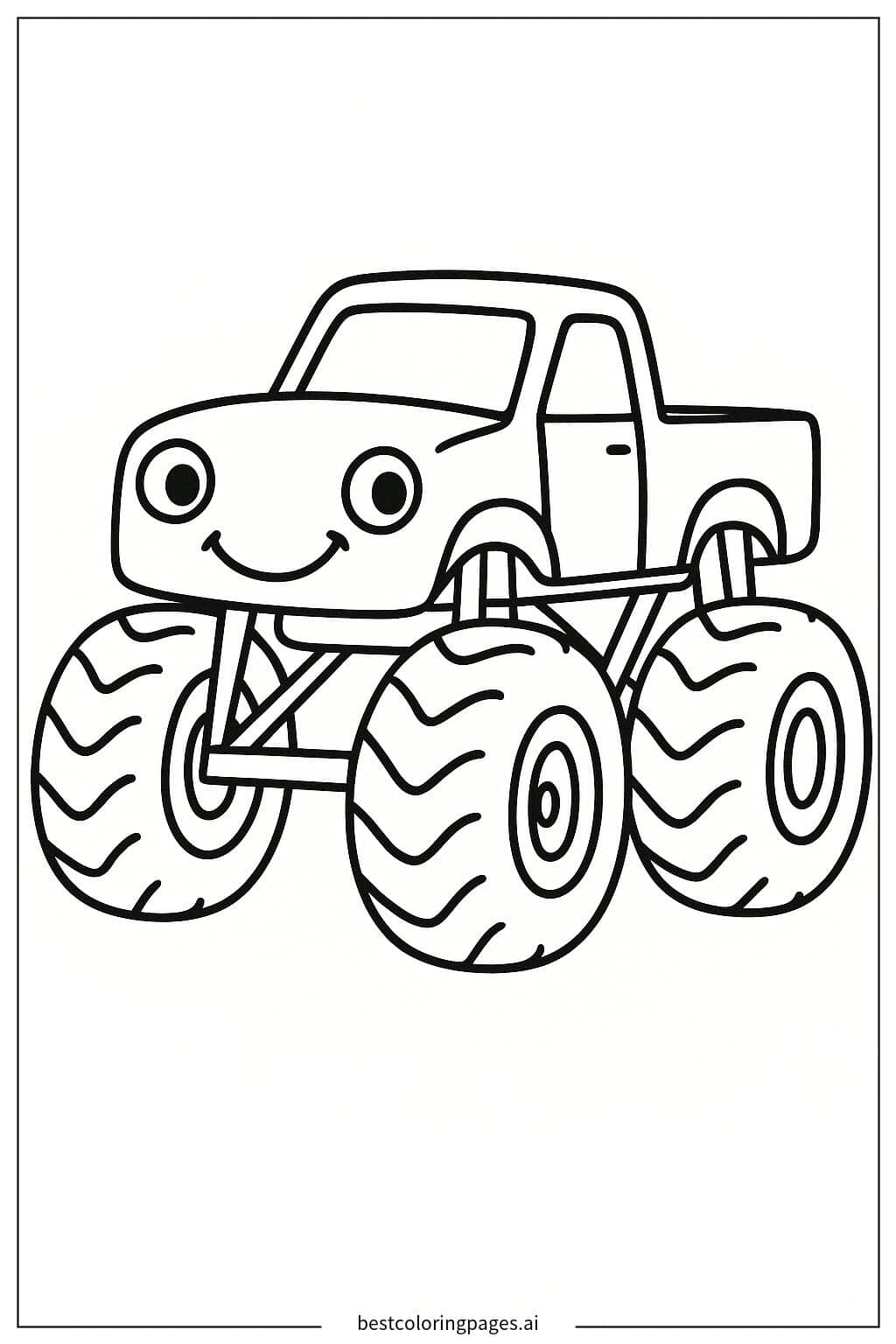 笑顔のモンスタートラックデザイン のぬりえ