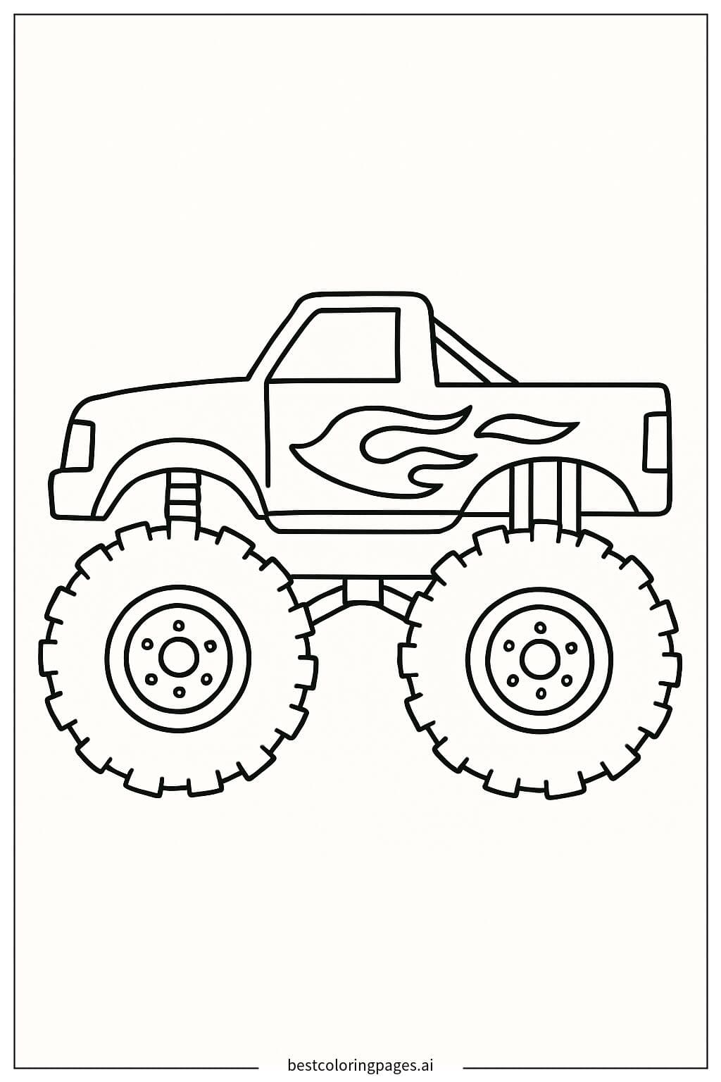 炎の模様が描かれたモンスタートラック