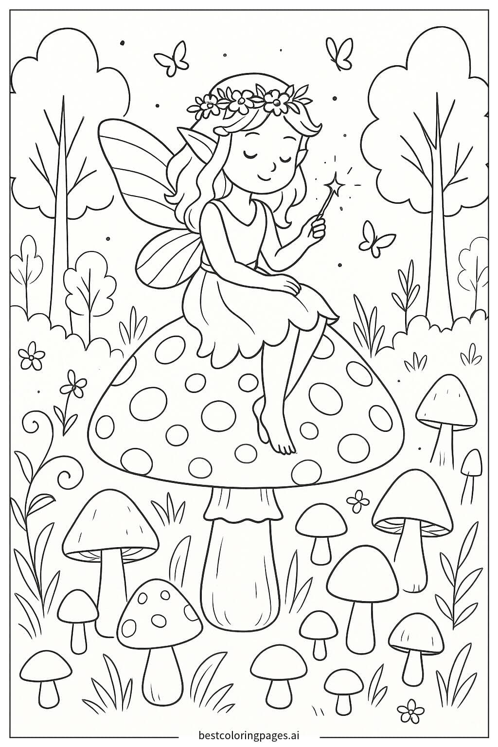 Mushroom Fairy in a Magical Forest