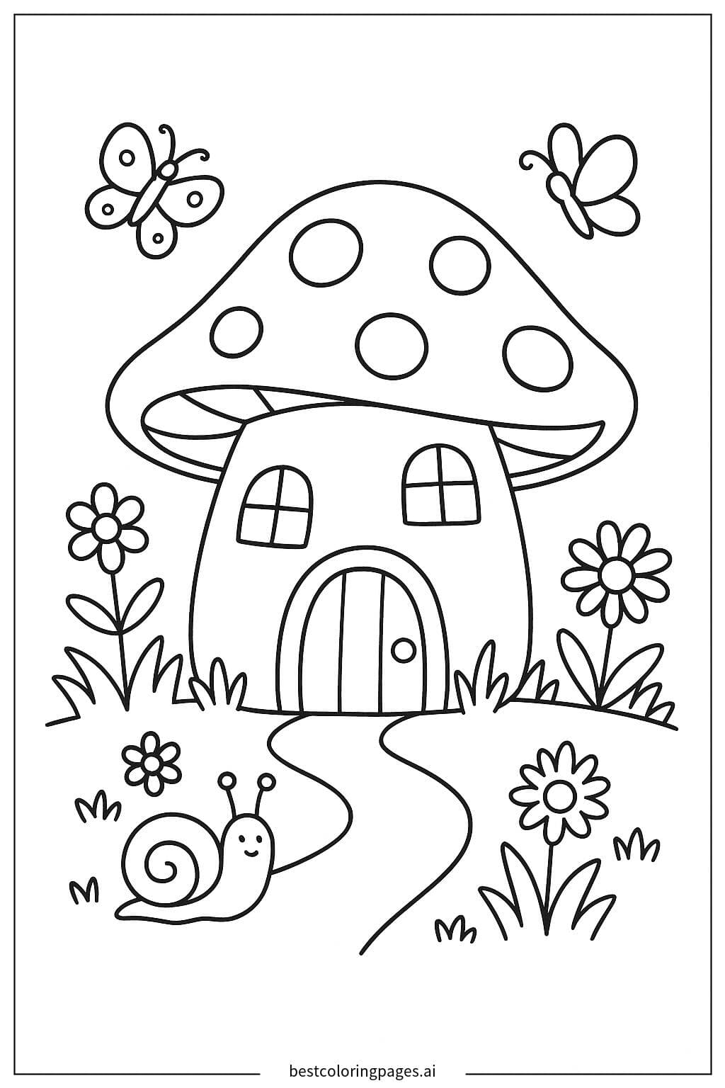 Mushroom House in a Magical Garden