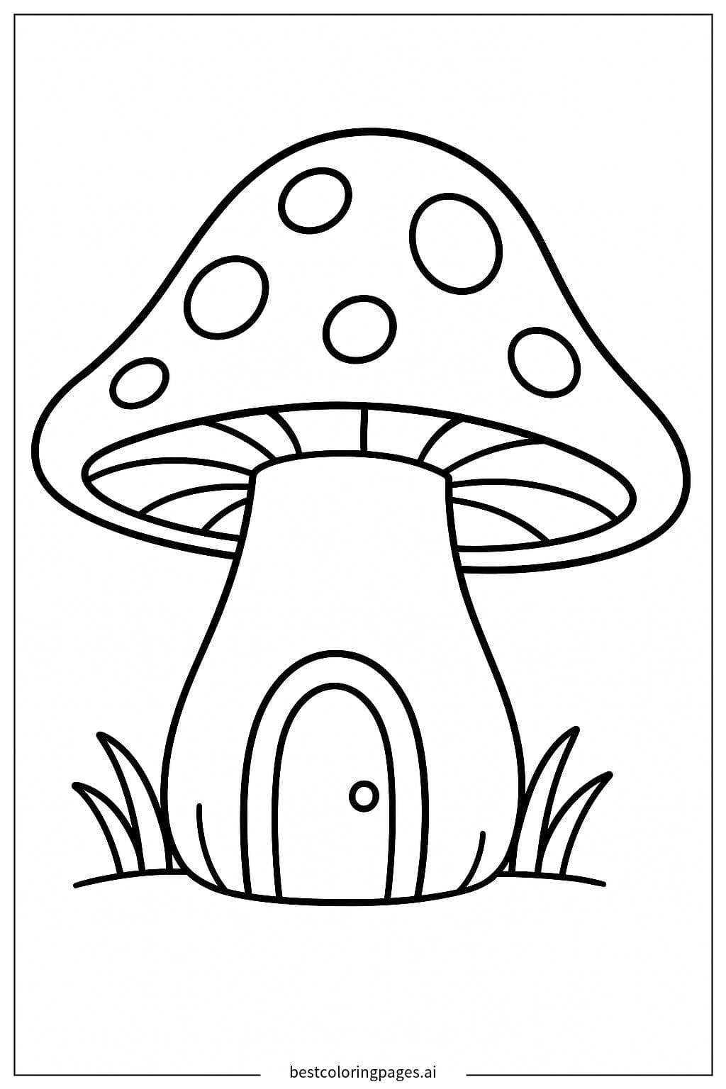 Mushroom House with a Tiny Door